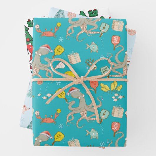 Pickleball Weihnachtswrapping Paper Sheets Geschenkpapier Set (Beispiel)