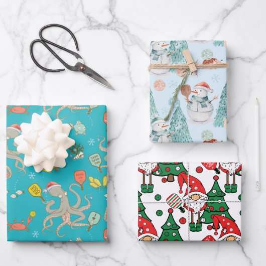 Pickleball Weihnachtswrapping Paper Sheets Geschenkpapier Set (Vorderseite)