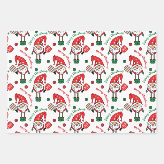 Pickleball Weihnachtswrapping Paper Sheets Geschenkpapier Set (Vorderseite 3)