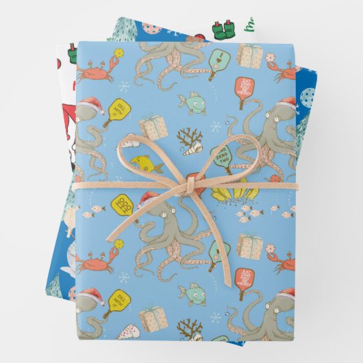  Pickleball Weihnachtswrapping Paper Sheets Geschenkpapier Set (Beispiel)