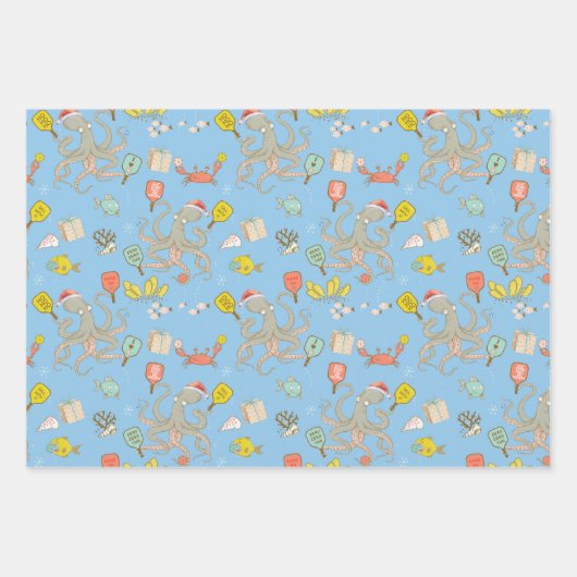  Pickleball Weihnachtswrapping Paper Sheets Geschenkpapier Set (Vorderseite)