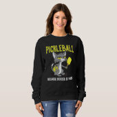 Pickleball, weil Mord ist falsch Padel Crazy Cat Sweatshirt (Vorne ganz)