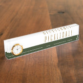 PICKLEBALL Weiße, grüne Blockuhr Namensplakette (Seite)