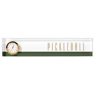 PICKLEBALL Weiße, grüne Blockuhr Namensplakette