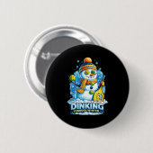 Pickleball-Winterschneemann dinkt durch den Winter Button (Vorne & Hinten)