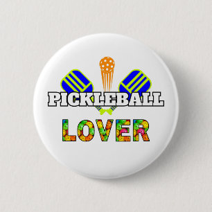 Pickleball Word Crosspaddles Ball Lover Design Button