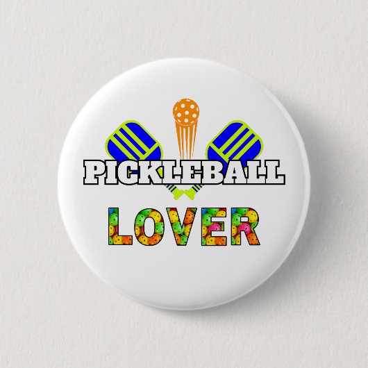Pickleball Word Crosspaddles Ball Lover Design Button (Vorderseite)