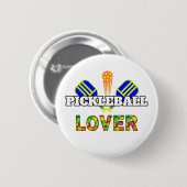 Pickleball Word Crosspaddles Ball Lover Design Button (Vorne & Hinten)