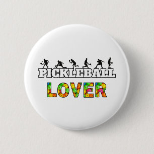 Pickleball Word Male Silhouetten Lover Ball Button