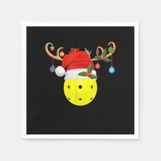 Pickleball Xmas Gift Reindeer Weihnachtsmannmütze  Serviette (Vorderseite)