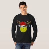 Pickleball Xmas Gift Reindeer Weihnachtsmannmütze T-Shirt (Vorne ganz)