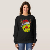 Pickleball Xmas Reindeer Weihnachtsmannmütze Pickl Sweatshirt (Vorne ganz)