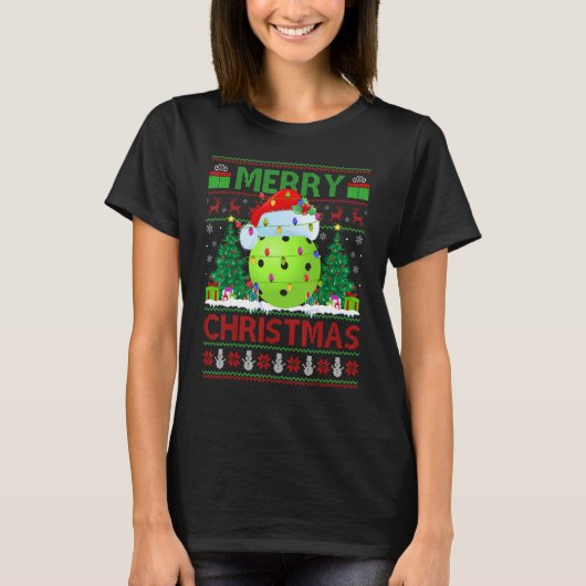 Pickleball   Xmas Tree Ugly Santa Pickleball Chris T-Shirt (Vorderseite)