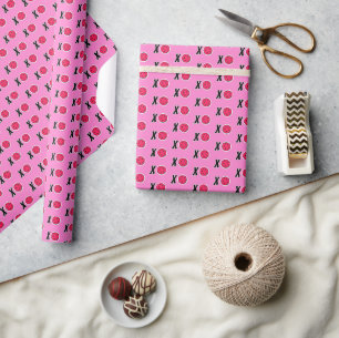 Pickleball XOXO Umarmungen und Küsse Rosa Schwarz Geschenkpapier
