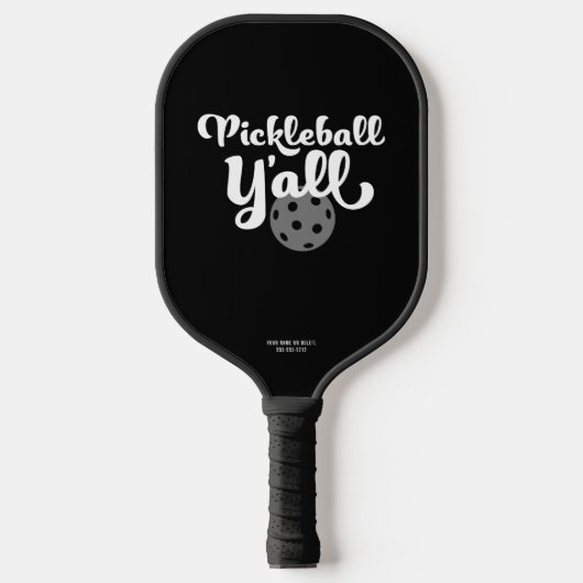 Pickleball Y'all Funny Black and White Einzigartig Schläger (Vorderseite)
