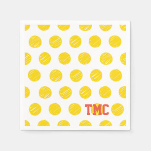 Pickleball Yellow Polka Dot Balls INITIALS Sport Serviette