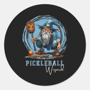 Pickleball-Zauberer lustige Fantasy-Sportkunst Runder Aufkleber