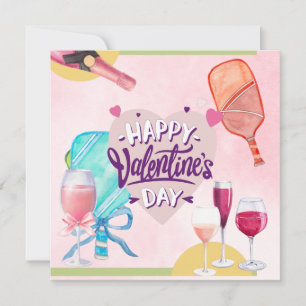 Pickleball zum Valentinstag Herz-Aquarell  Feiertagskarte