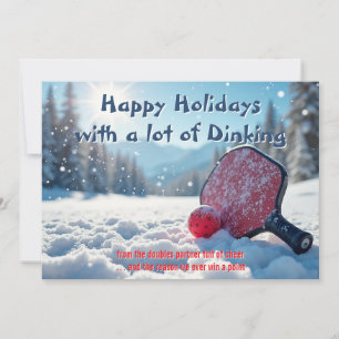 Pickleball🎅Cheer & Clears auf schneebedeckten Sei Feiertagskarte