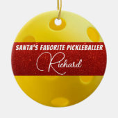 Pickleballer des Weihnachtsmanns Keramik Ornament (Vorne)