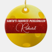 Pickleballer des Weihnachtsmanns Keramik Ornament (Hinten)