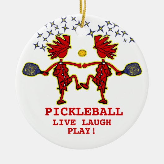 Pickleballl Live Laugh Keramik Locarno Ornament (Vorne)