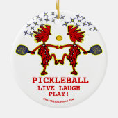 Pickleballl Live Laugh Keramik Locarno Ornament (Hinten)