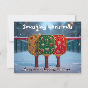 Pickleball🎅Net Gains & Candy Canes Feiertagskarte