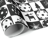 Pickleballs Frohe Weihnachten 🎄 Schwarz-Weiß Geschenkpapier (Rolleneckpunkt)