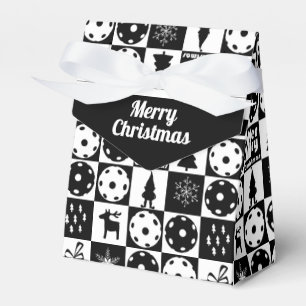 Pickleballs Frohe Weihnachten 🎄 Schwarz-Weiß Geschenkschachtel