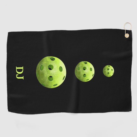 Pickleballs Green Initials Sweat Towels Golfhandtuch (Horizontal)