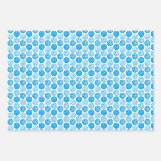 Pickleballs - grün, orange und blau auf weiß geschenkpapier set (Vorderseite 3)