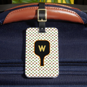 Pickleballs & Paddelmonogramm (weißes Gepäckstück) Gepäckanhänger
