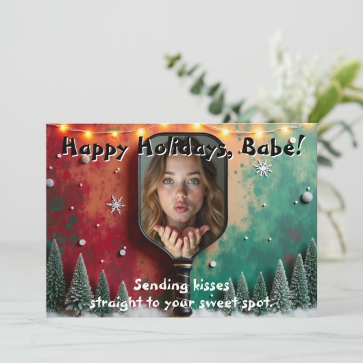 Pickleball🎅Sweet Spot & Snowflakes Feiertagskarte (Stehend Vorderseite)