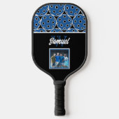 Pickled Blue Monogram Foto Pickleball Paddel Schläger (Vorderseite)