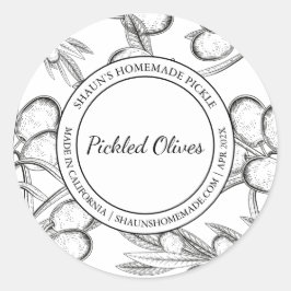 Pickled Olive Sketch Modernes Label Runder Aufkleber