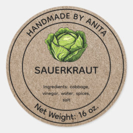 Pickled Sauerkraut Jar Label Kraft Themed Runder Aufkleber