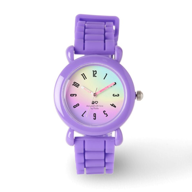 PickleKids™ Gradient Peace & Liebe Lila Watch Armbanduhr (Vorderseite)