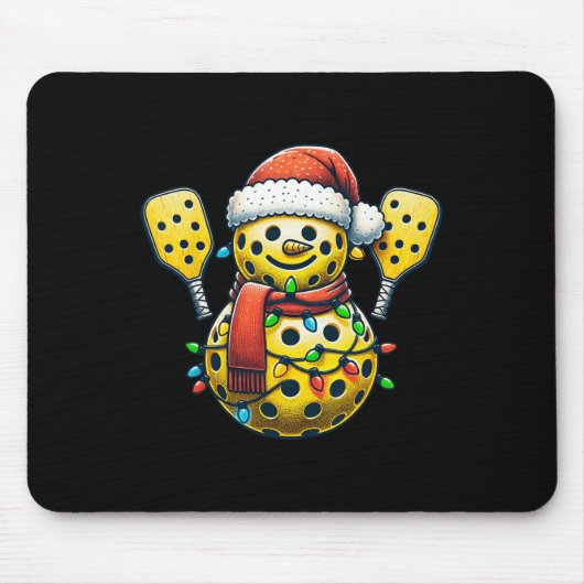 Picklell Schneemann Weihnachtsmann Hut Lichter Wei Mousepad (Vorne)