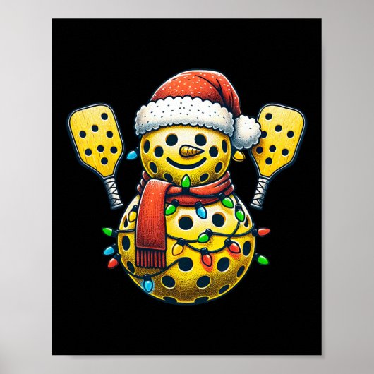Picklell Schneemann Weihnachtsmann Hut Lichter Wei Poster (Vorne)