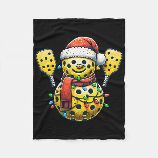 Picklell Snowman Santa Hat Lights Christmas Pickle Fleecedecke (Vorderseite)