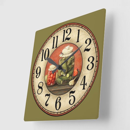 Pickles and Jars Quadratische Wanduhr (Winkel)