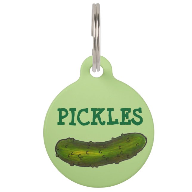 Pickles Crunchy Green Dill Pickle Personalisiert Haustiermarke (Vorderseite)