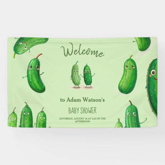 Pickles Cucumber Green Whimsical Baby Dusche Banner (Horizontal)