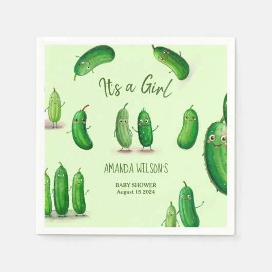 Pickles Cucumber Green Whimsical Baby Dusche Serviette (Vorderseite)