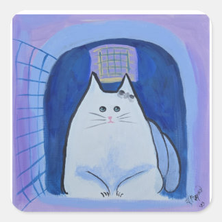 Pickles in her Little House Quadratischer Aufkleber