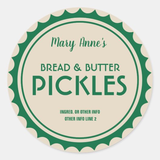 Pickles-Konservenjaletikett modern Runder Aufkleber (Vorderseite)