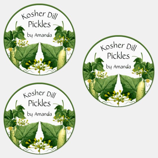 Pickles Kosher Dill Cucumber Art Labels Etiketten (Gruppe)
