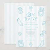 Pickles & Pacifiers Blue Boy Baby Shower Einladung (Vorne/Hinten)