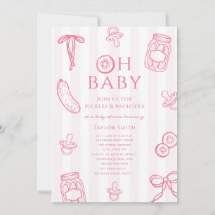 Pickles & Pacifiers Rosa Babyparty für Mädchen Einladung